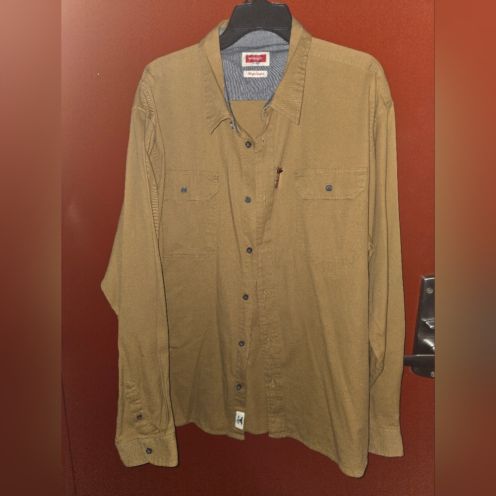 Vintage Wrangler Men's Long Sleeve Twill Shirt Large 2XL